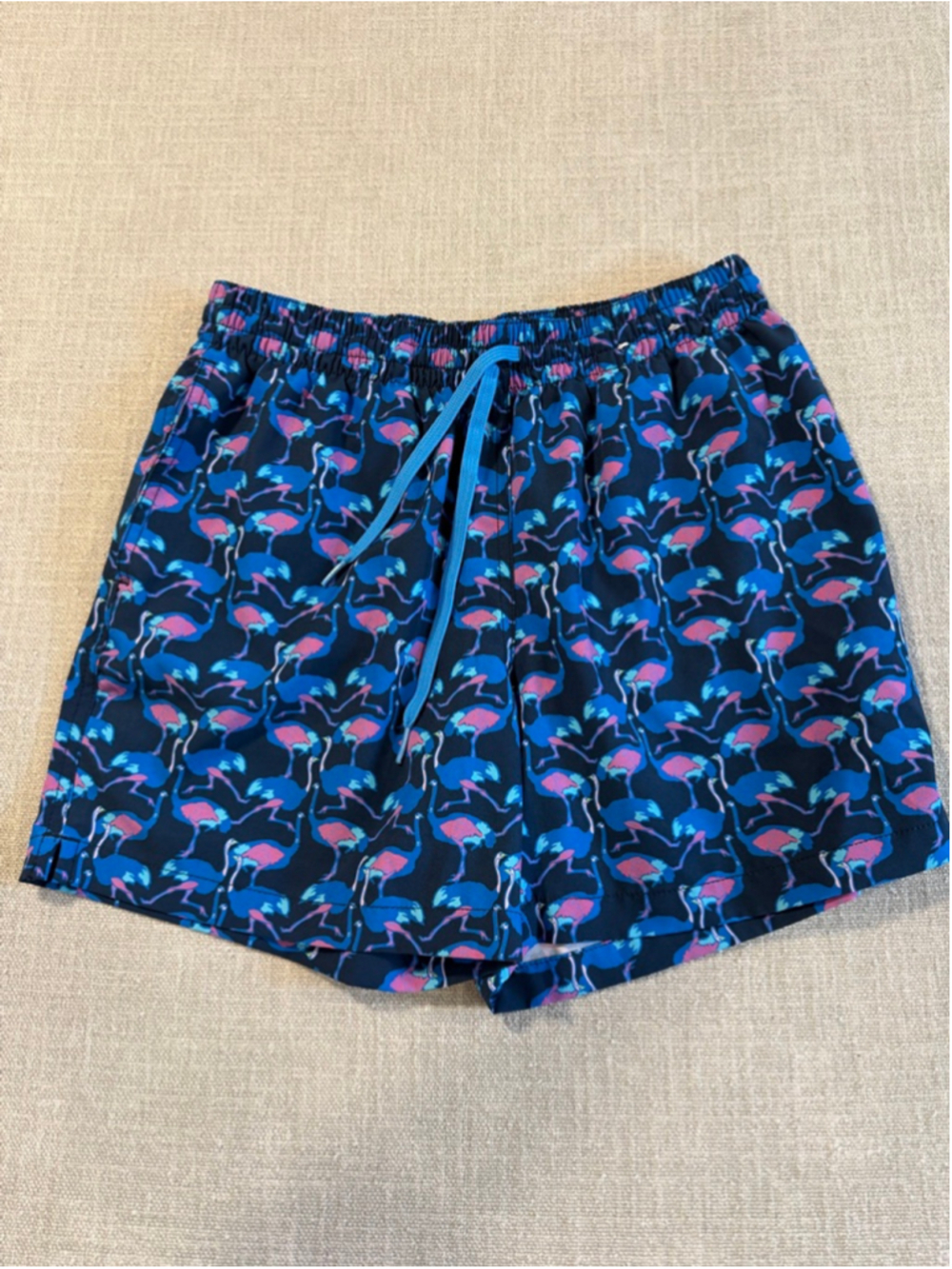 CHUBBIES Blue Pink Ostrich 5.5" Swim Trunks Shorts Mesh
Liner Men's Size small